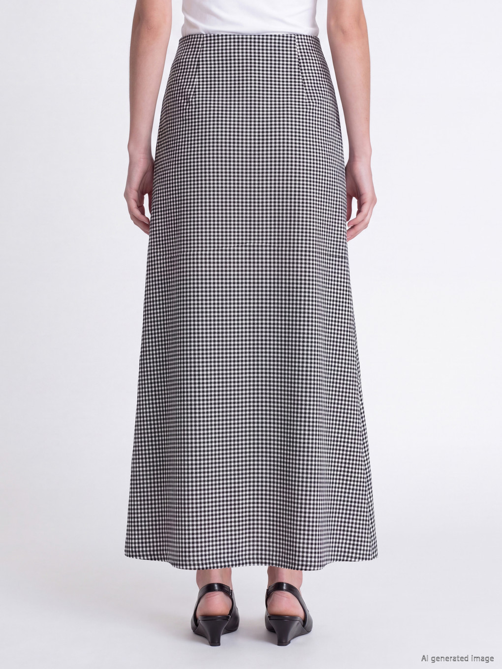 Zippered Plaid Ruched Asymmetric Skirt-3