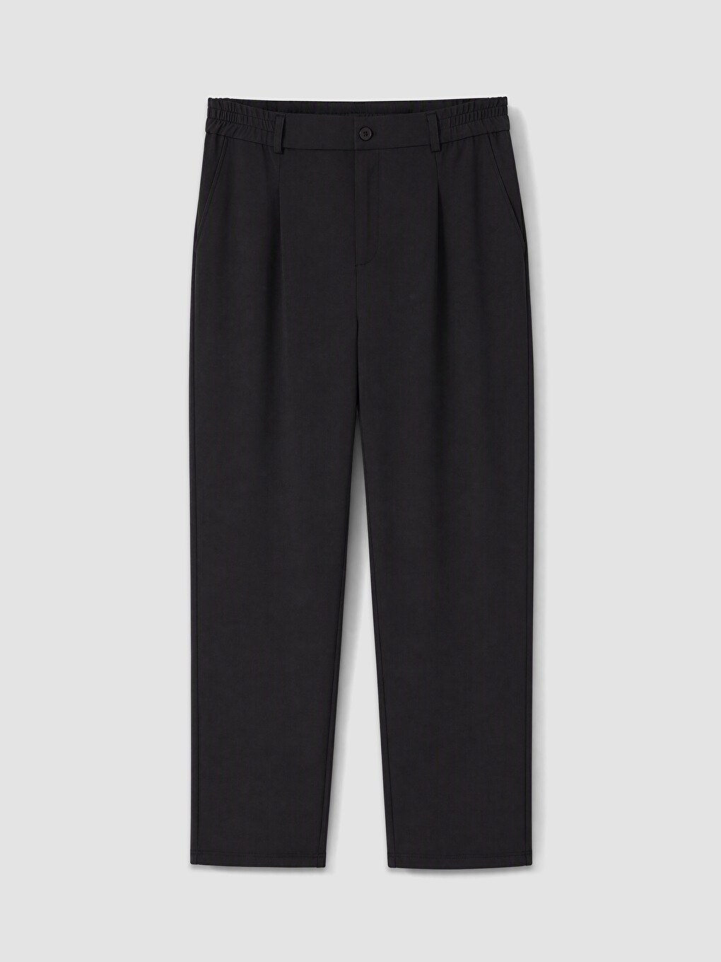 Siyah Loose Fit Erkek Pileli Pantolon-4