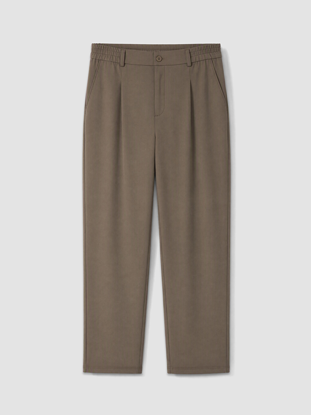 Bej Loose Fit Erkek Pileli Pantolon