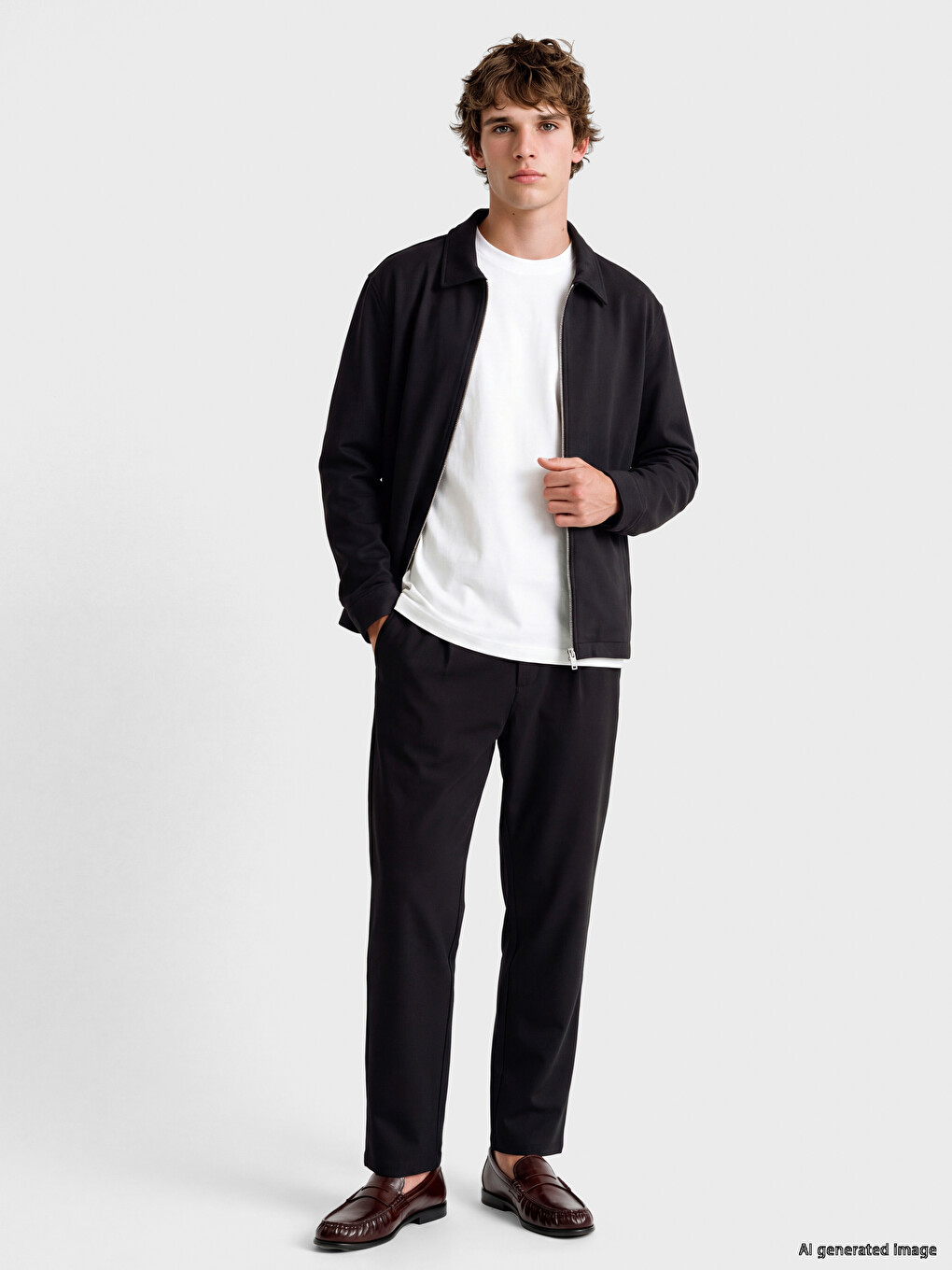 Siyah Loose Fit Erkek Pileli Pantolon