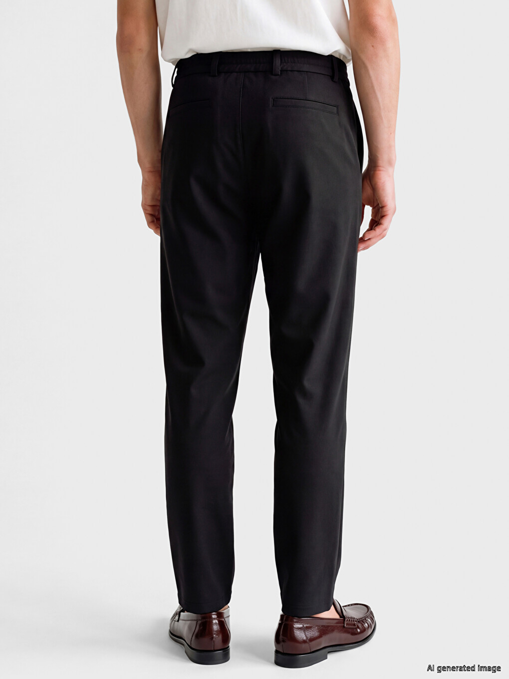 Siyah Loose Fit Erkek Pileli Pantolon-3