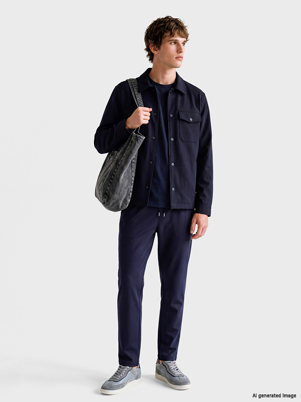 Lacivert Loose Fit Erkek Ceket-1