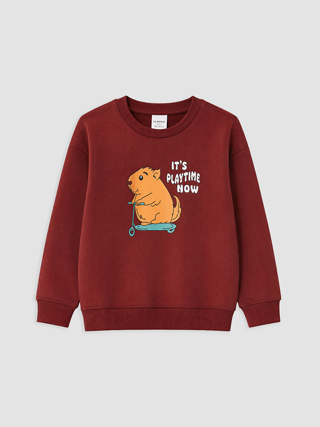 Bordo Baskılı Erkek Çocuk Sweatshirt