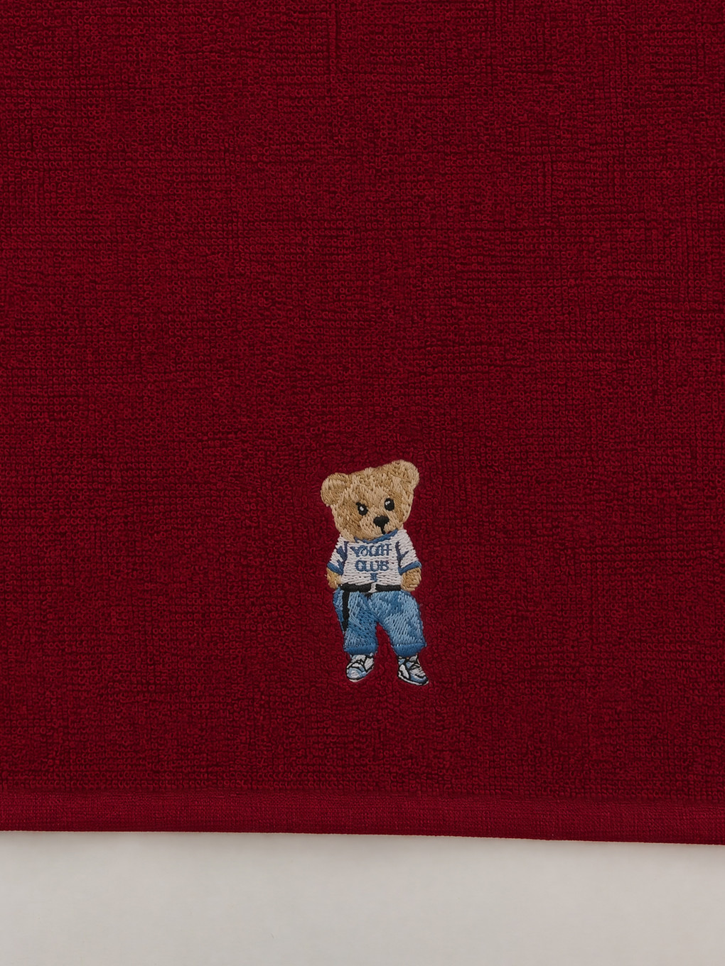 Bordo Ayı Teddy Nakışlı Yüz Havlusu-2