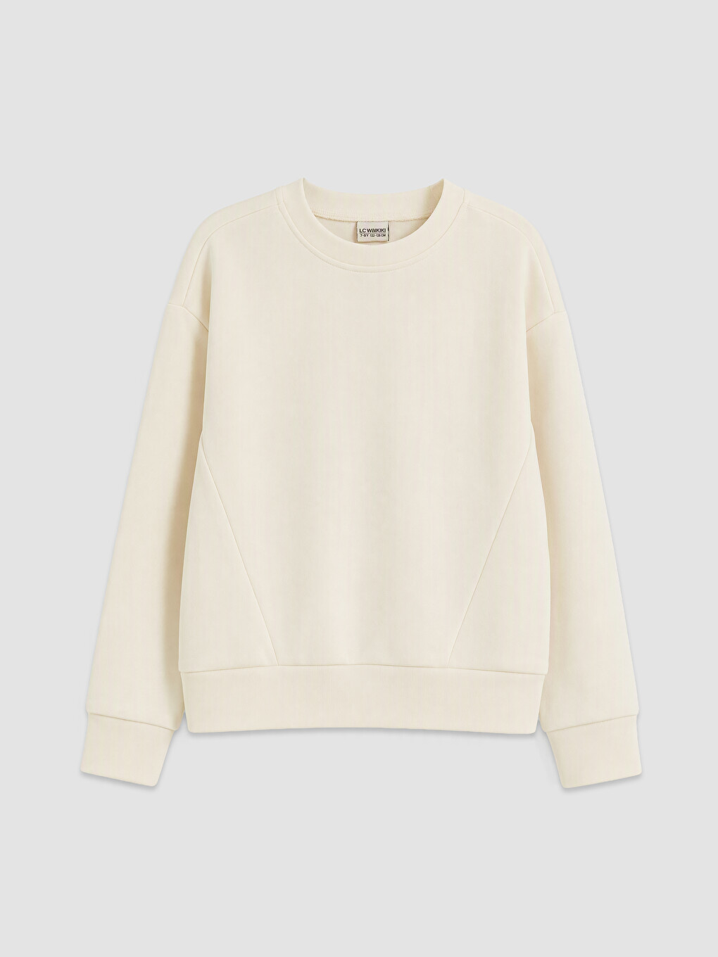 Ekru Bisiklet Yaka Kız Çocuk Sweatshirt