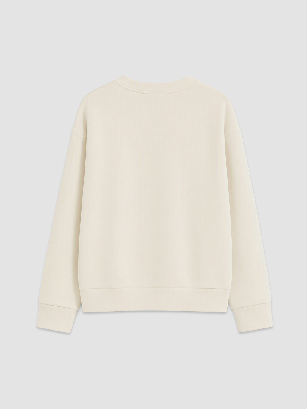 Ekru Bisiklet Yaka Kız Çocuk Sweatshirt-1