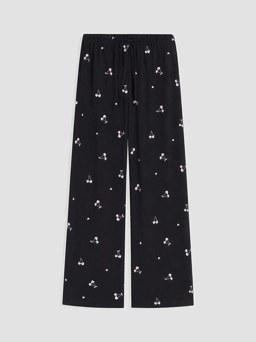 Siyah Kiraz Desenli Kadın Pijama Takım-4