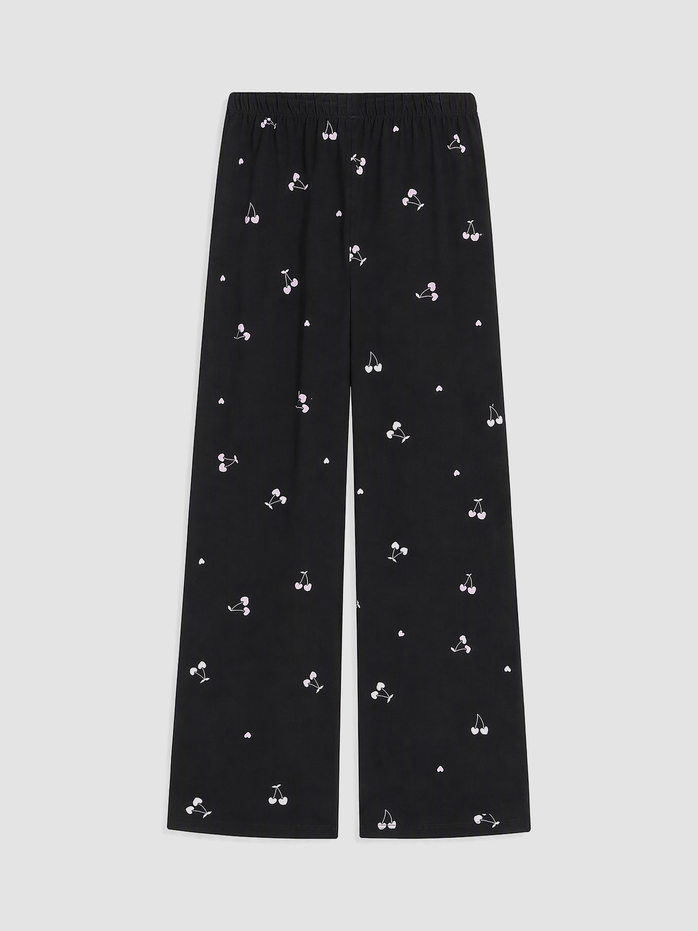Siyah Kiraz Desenli Kadın Pijama Takım-6