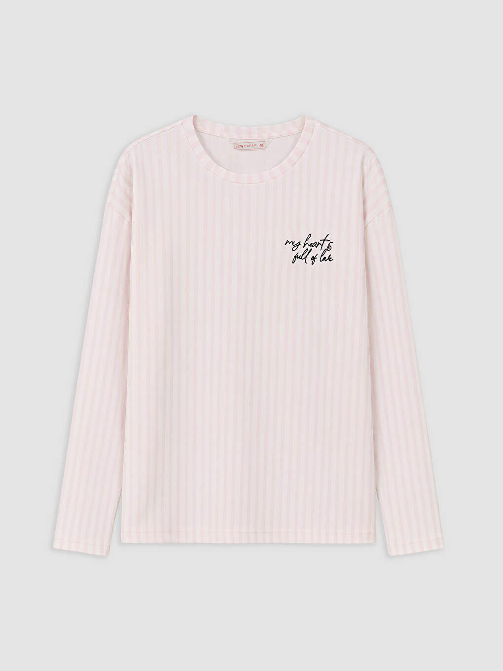 Ekru Bisiklet Yaka Çizgili Kadın Pijama Takımı-1
