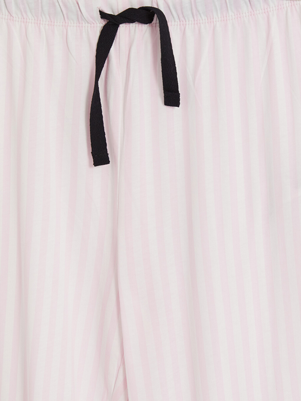 Ekru Bisiklet Yaka Çizgili Kadın Pijama Takımı-6