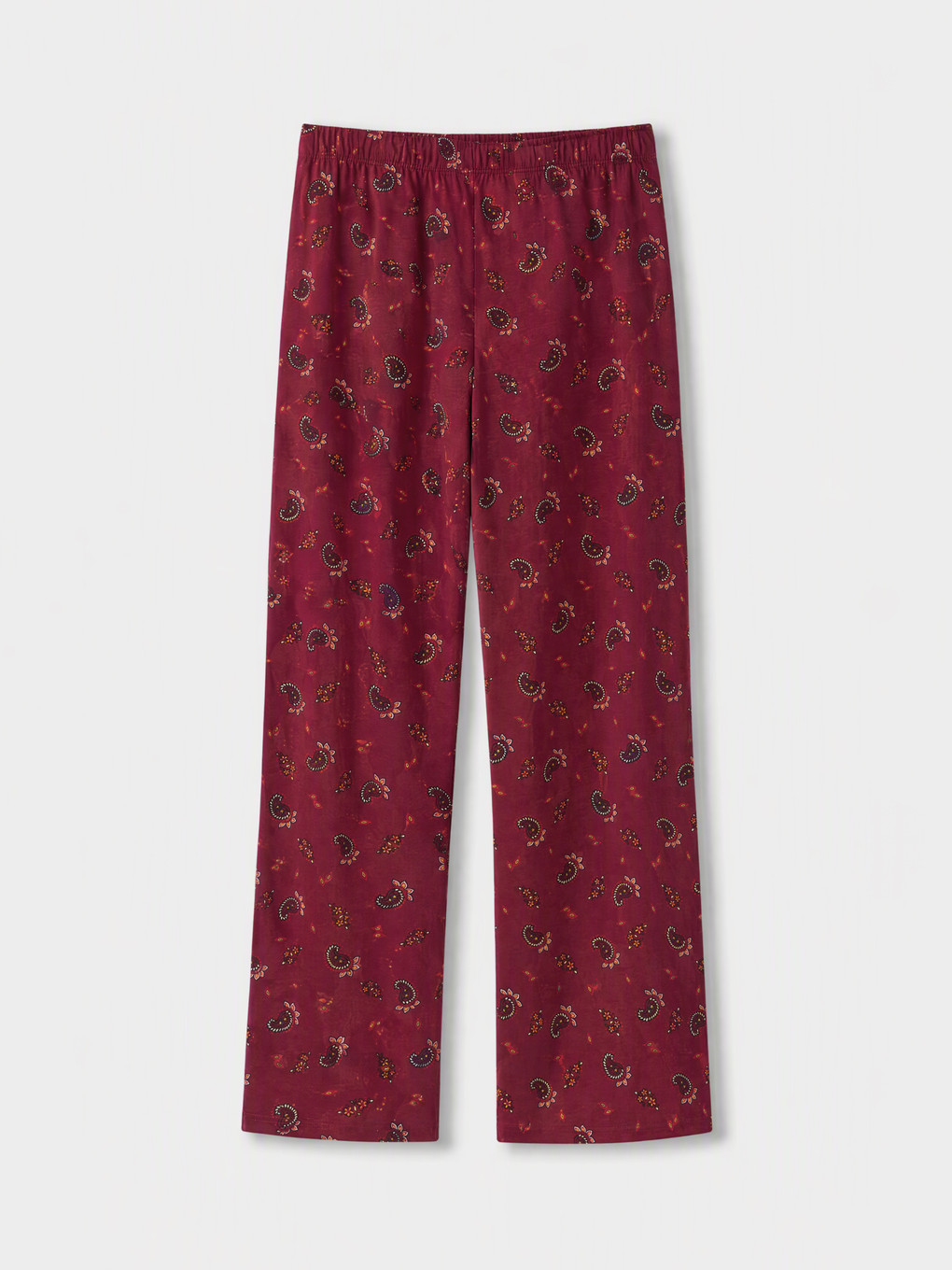 Bordo Gömlek Yaka Desenli Kadın Pijama Takımı-3