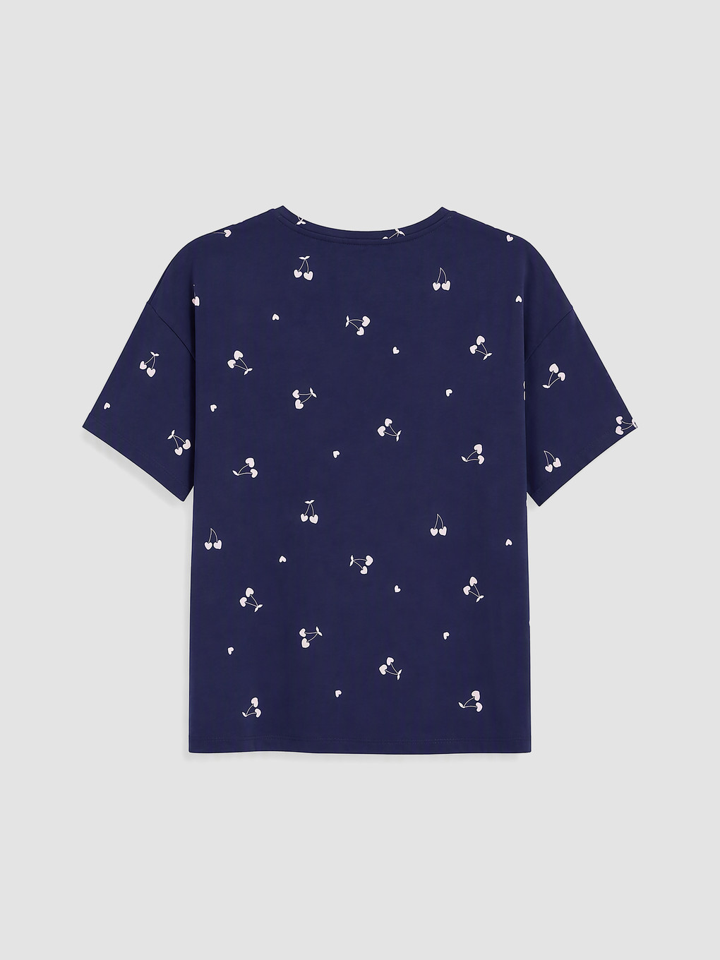 Lacivert Kiraz Baskılı Kadın Pijama Takımı-3