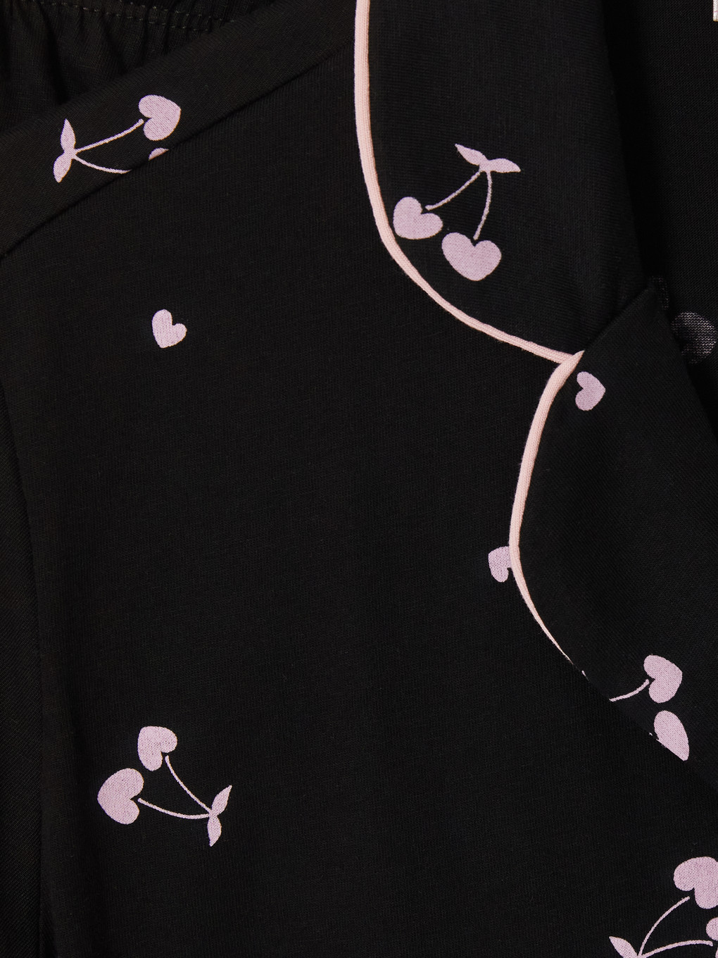 Siyah Gömlek Yaka Desenli Kadın Pijama Takımı-5