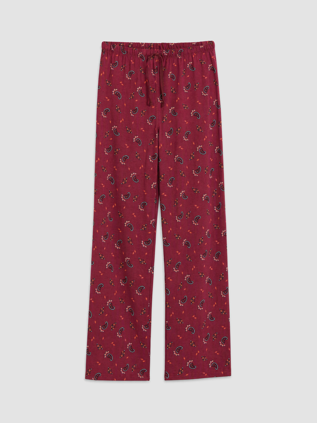 Bordo Desenli Kadın Pijama Alt