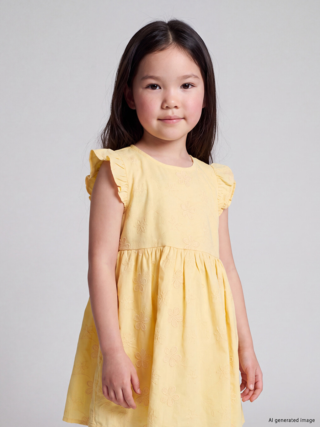 Embroidered Frilled Girls' Dress-1