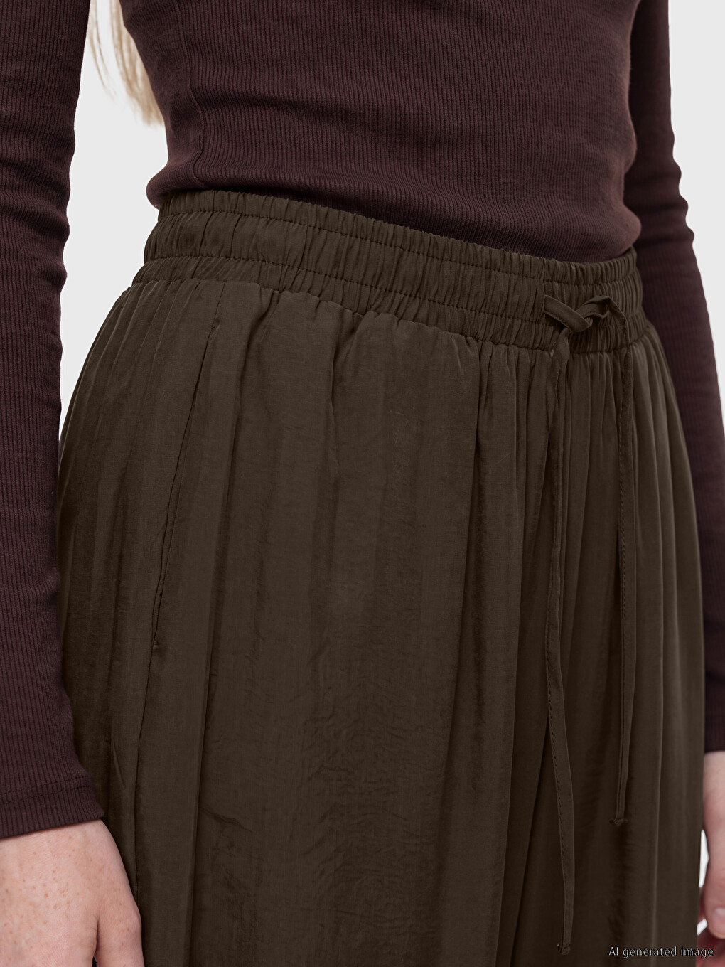 Pantaloni Drepți Din Modal Cu Talie Elastică Pentru Femei-2