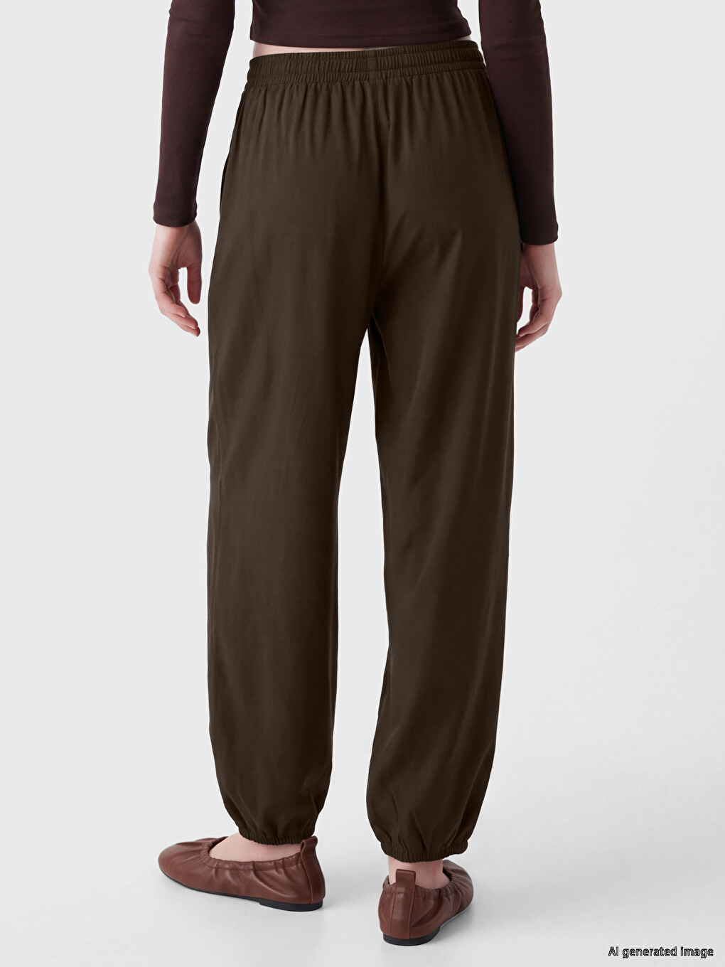 Pantaloni Drepți Din Modal Cu Talie Elastică Pentru Femei-3