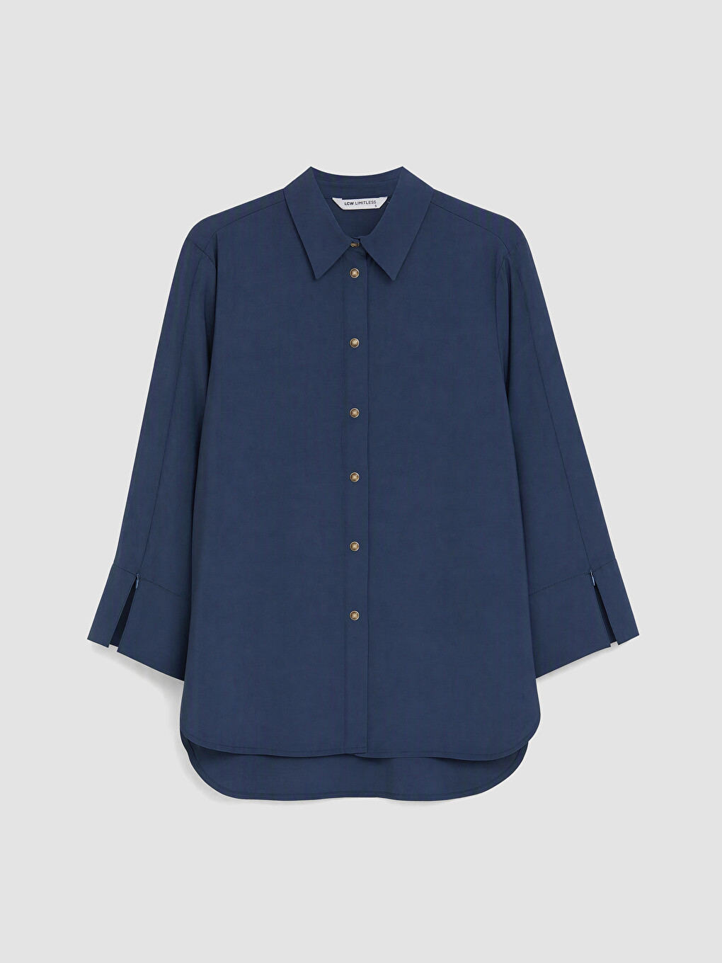 Lacivert Oversize Modal Karışımlı Gömlek
