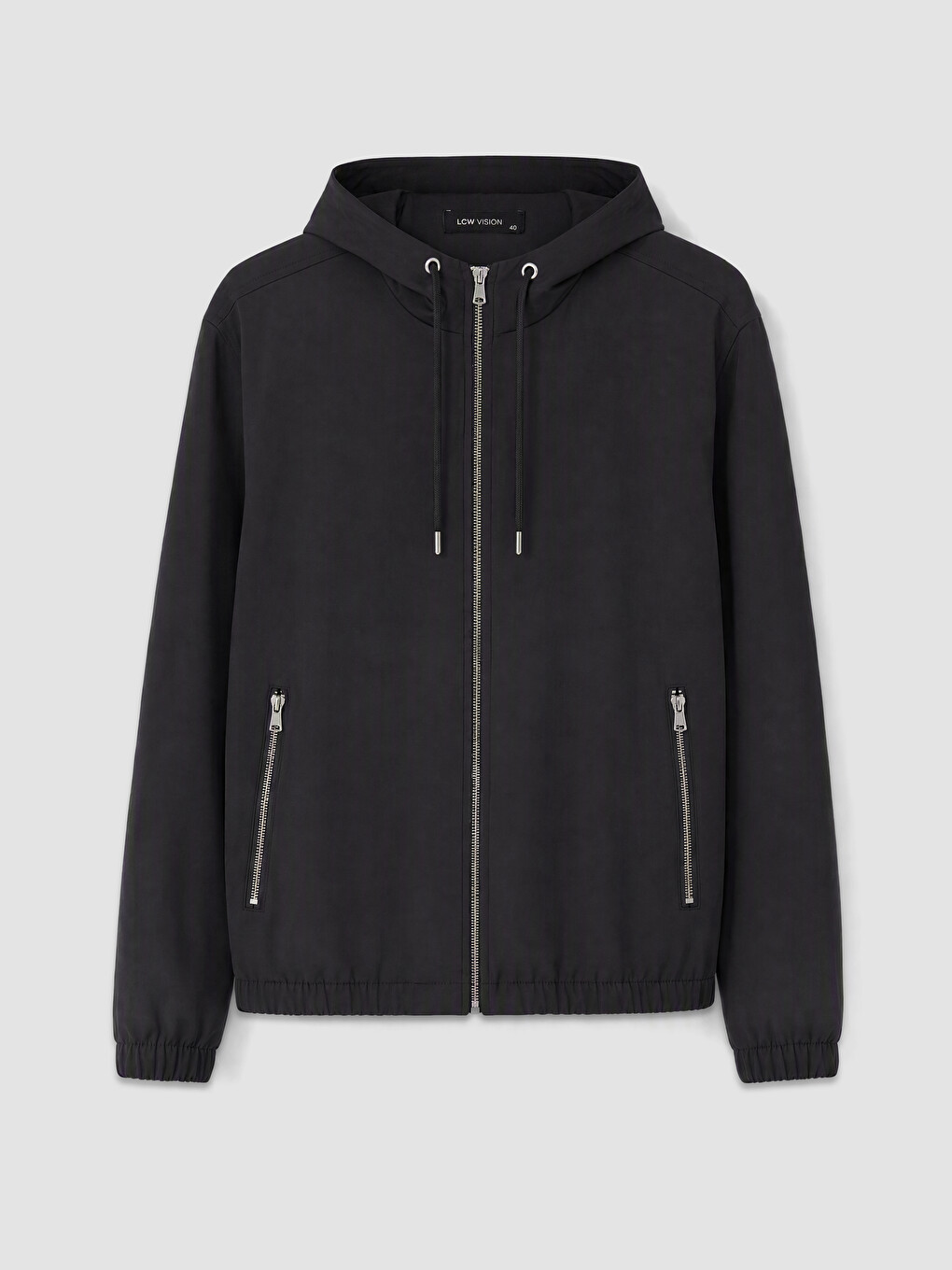 Siyah Kapüşonlu Erkek Fermuarlı Sweatshirt-4