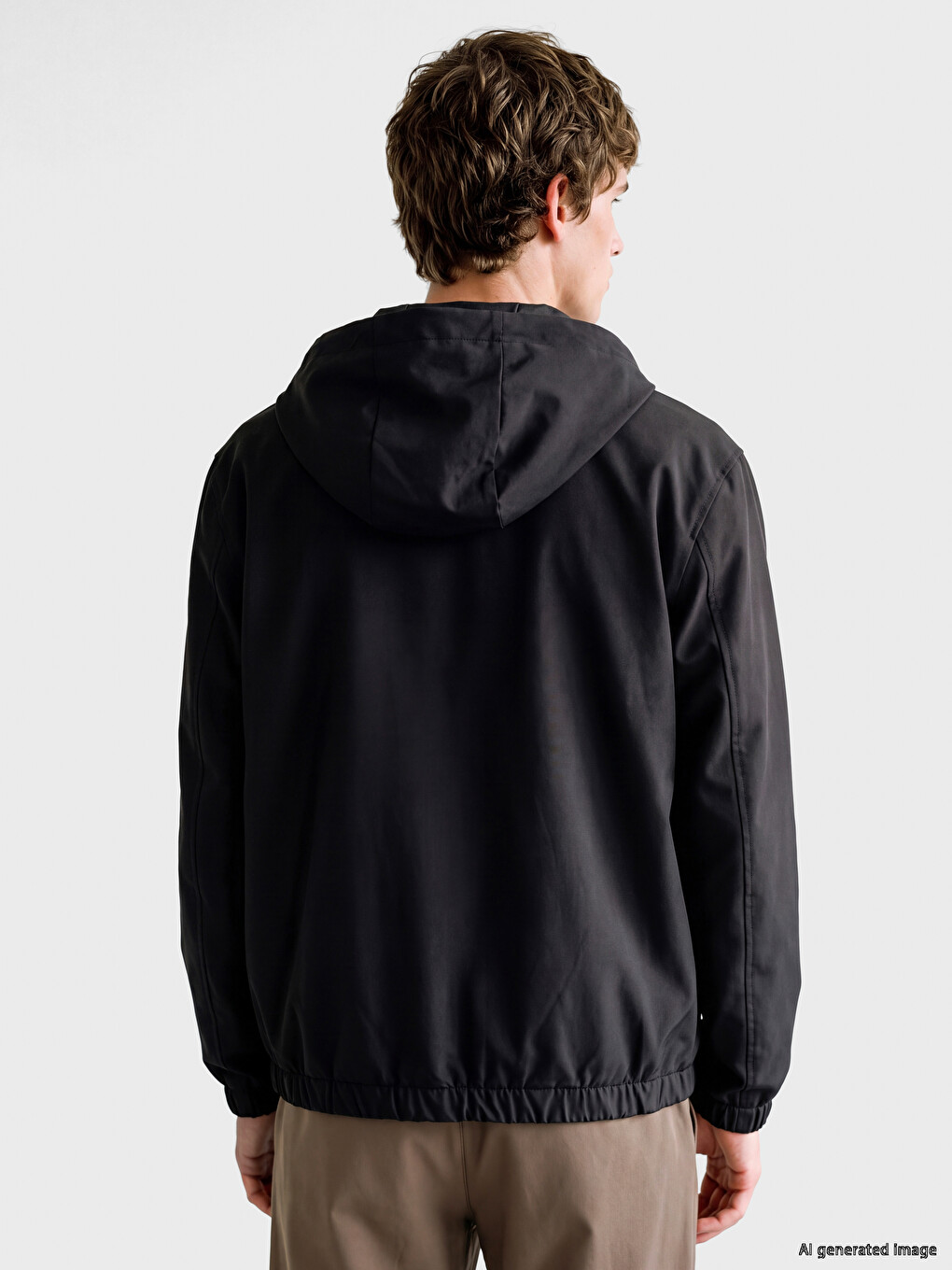 Siyah Kapüşonlu Erkek Fermuarlı Sweatshirt-3