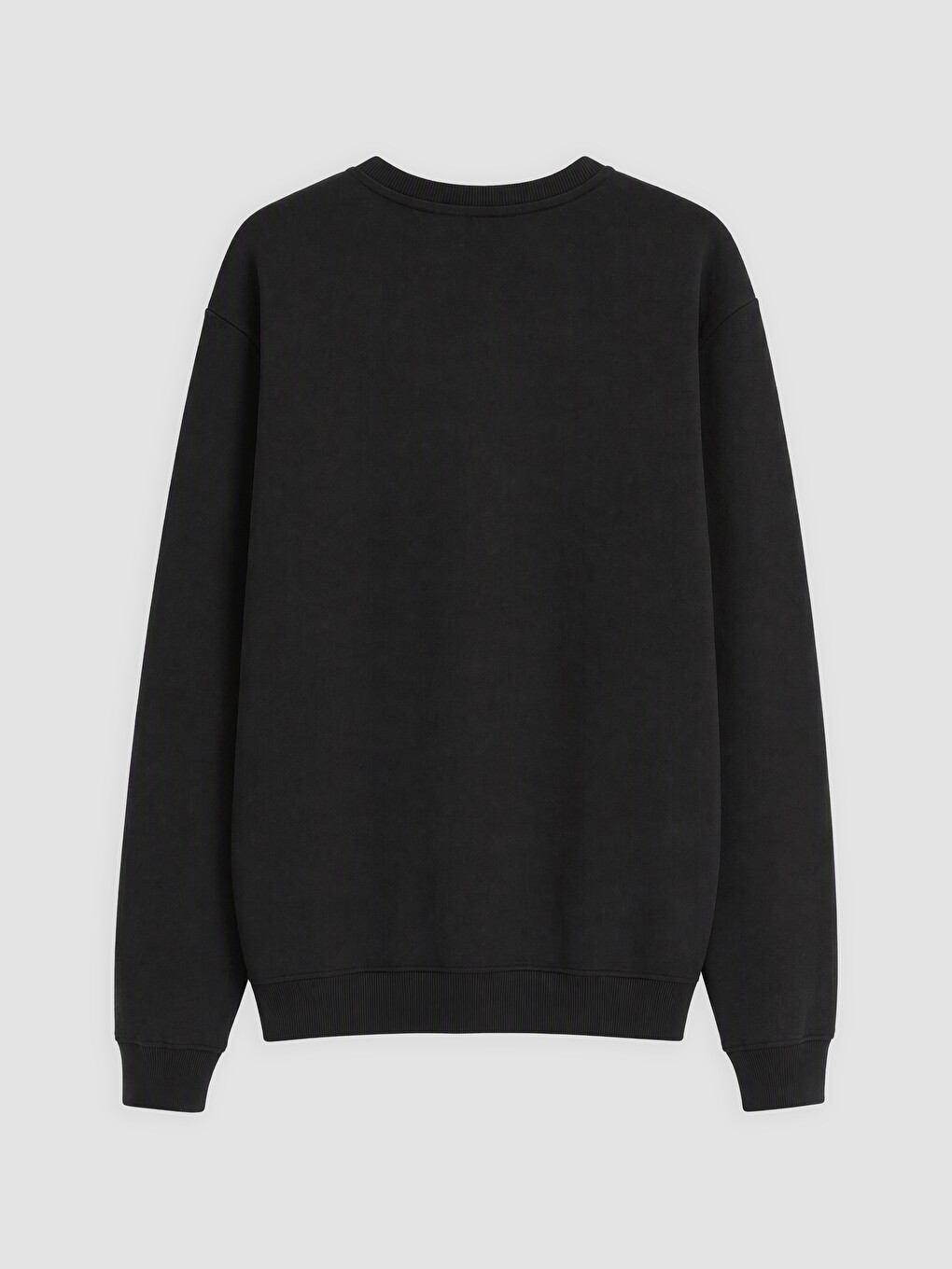 Siyah Bisiklet Yaka Erkek Sweatshirt-1