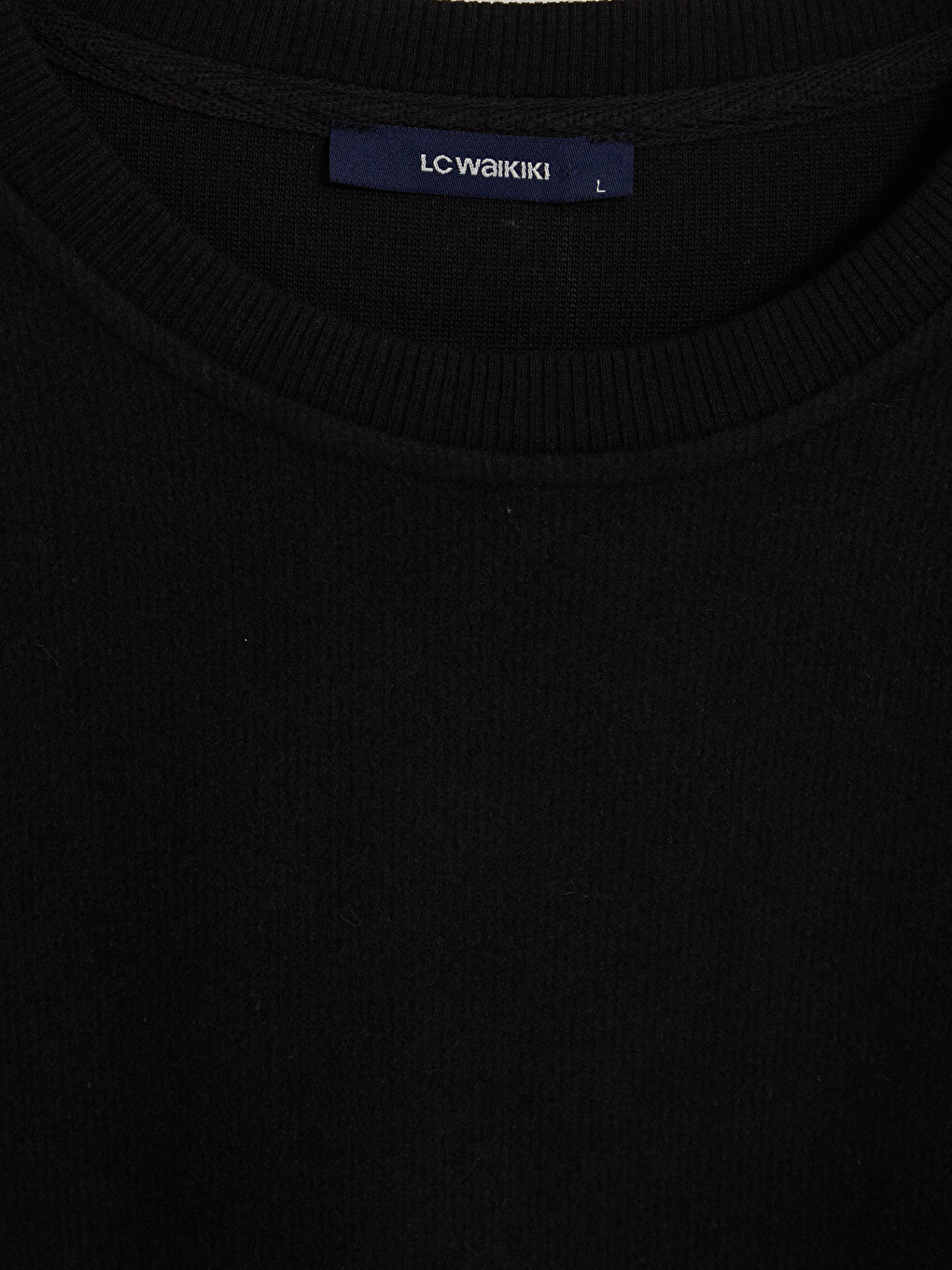 Siyah Bisiklet Yaka Erkek Sweatshirt-2