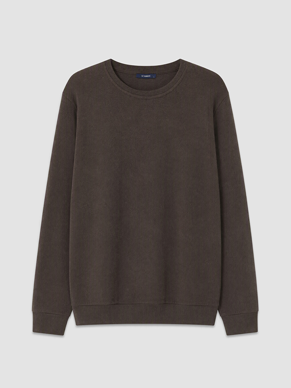 Kahverengi Bisiklet Yaka Erkek Sweatshirt