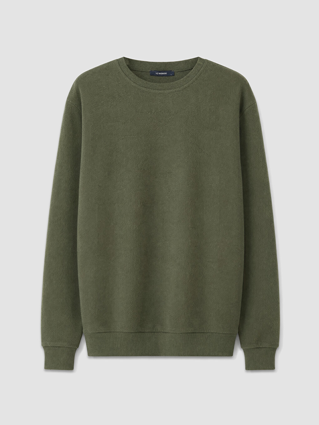 Haki Bisiklet Yaka Erkek Sweatshirt