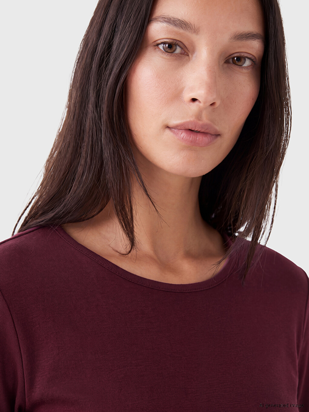 Crew Neck %100 Cotton Women's T-shirt-2