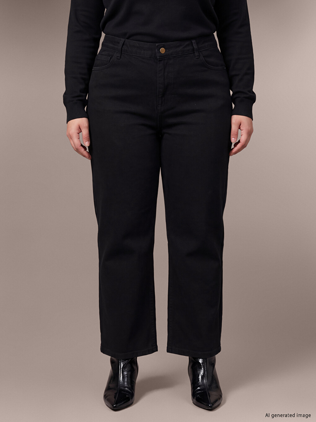 Siyah Cepli Wideleg Jean-1