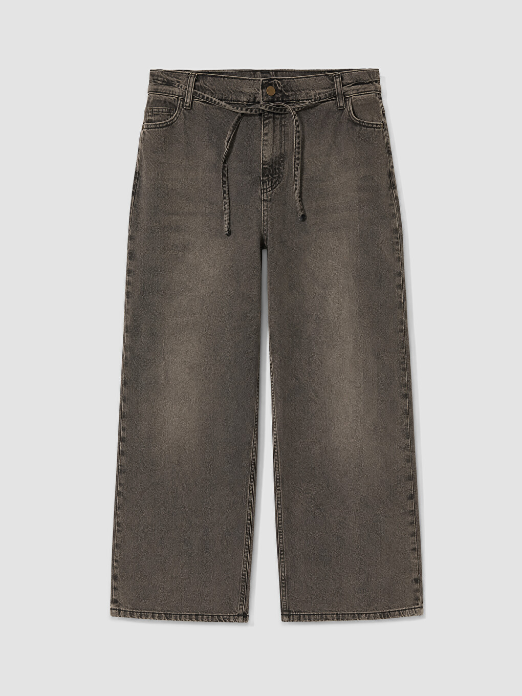 Siyah Kuşaklı Wideleg Jean-2