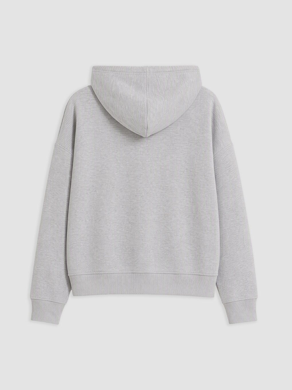 Gri Kapüşonlu Oversize Kadın Fermuarlı Sweatshirt-1