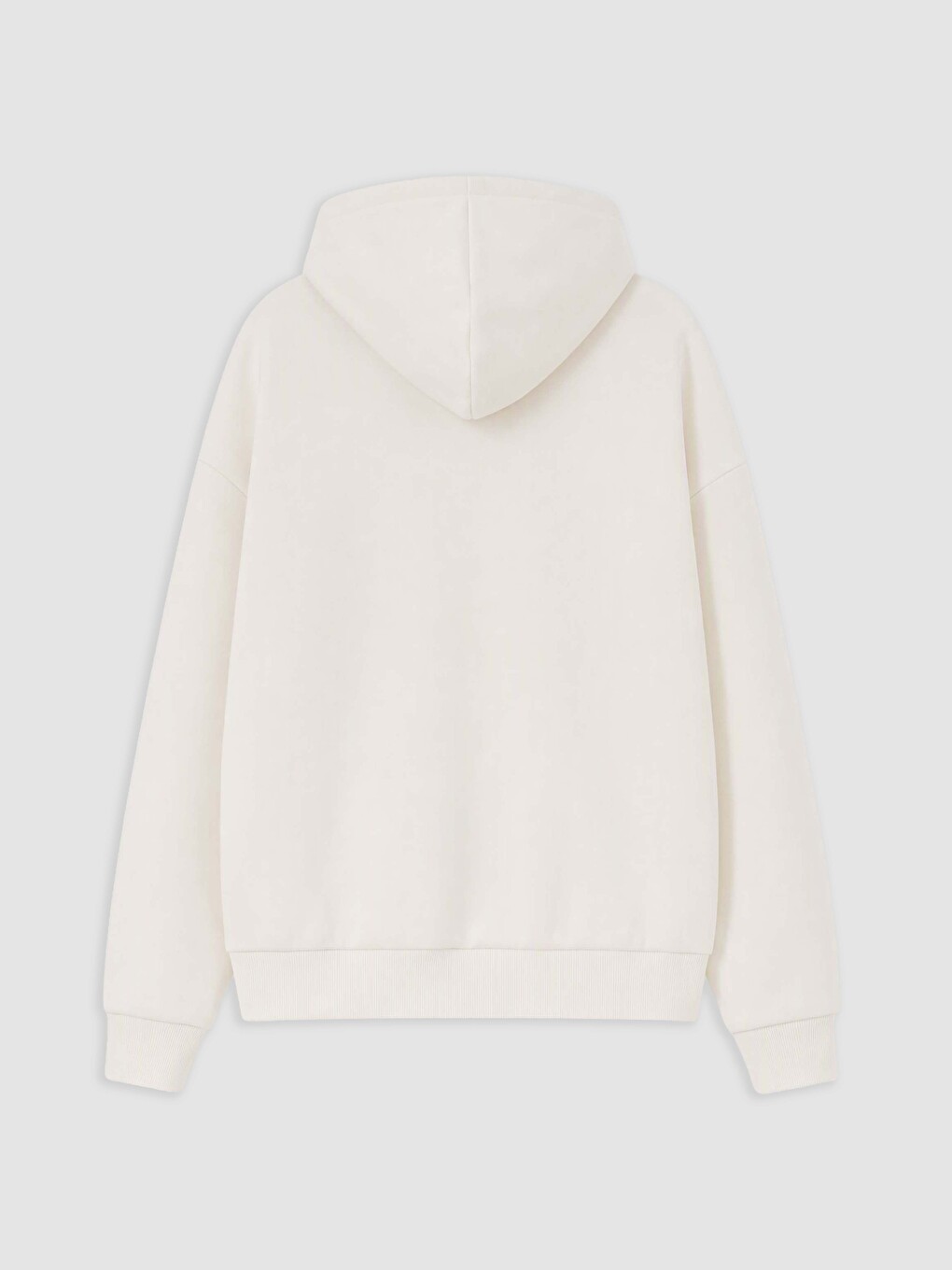 Ekru Kapüşonlu Oversize Kadın Fermuarlı Sweatshirt-1