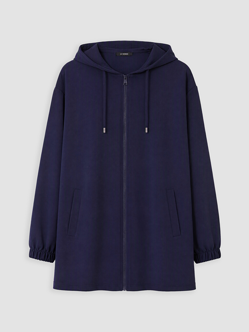 Lacivert Büyük Beden Kapüşonlu Kadın Sweatshirt Tunik