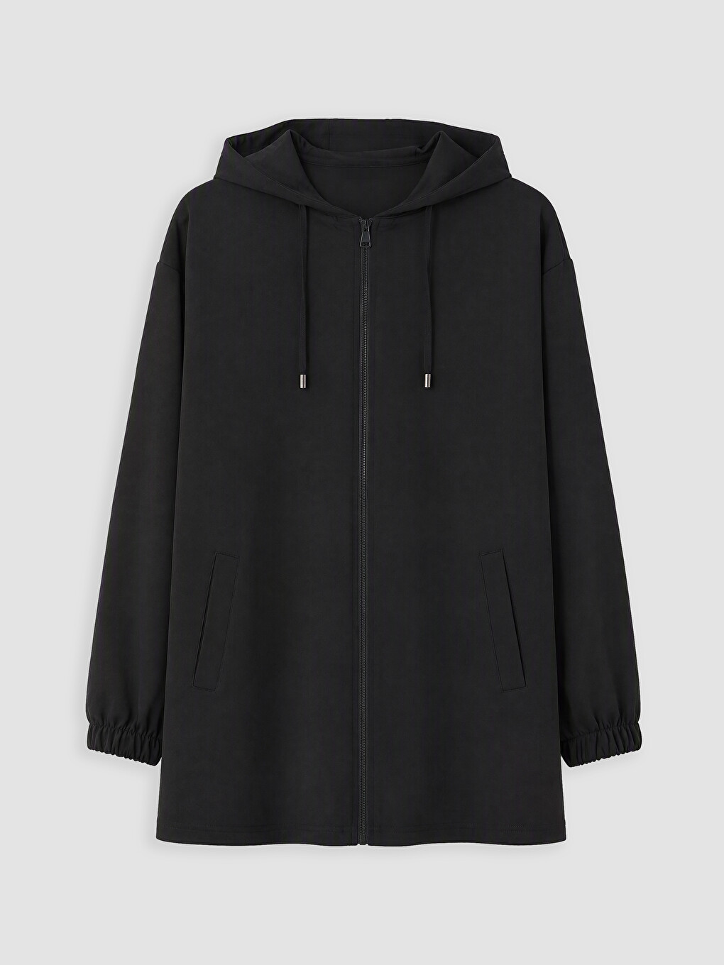 Siyah Büyük Beden Kapüşonlu Kadın Sweatshirt Tunik