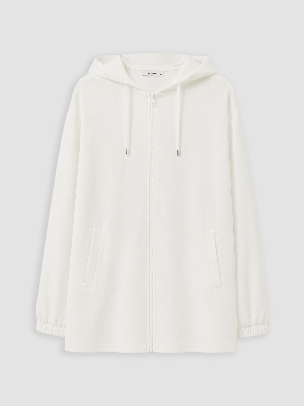 Ekru Büyük Beden Kapüşonlu Kadın Sweatshirt Tunik