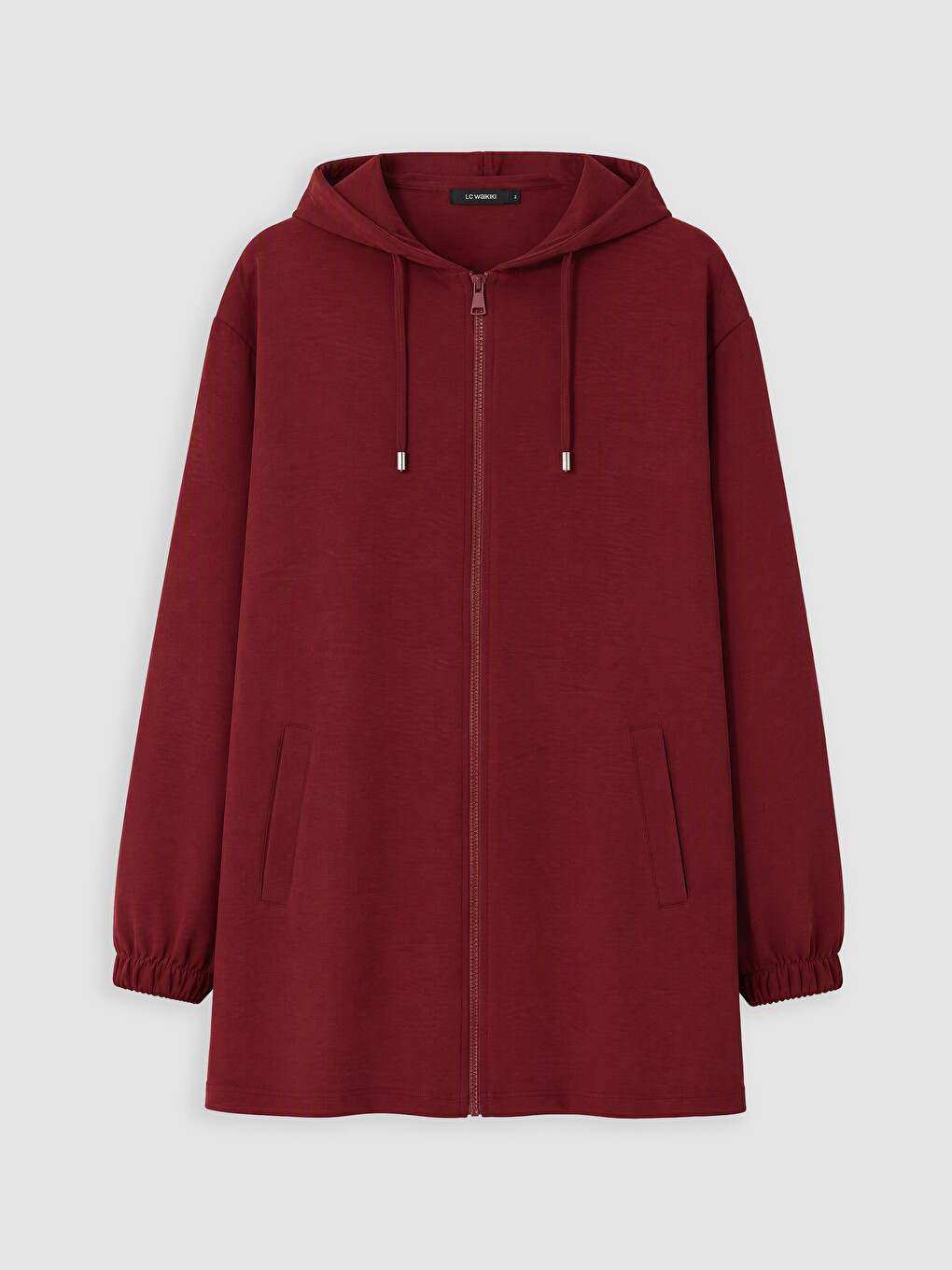 Bordo Büyük Beden Kapüşonlu Kadın Sweatshirt Tunik