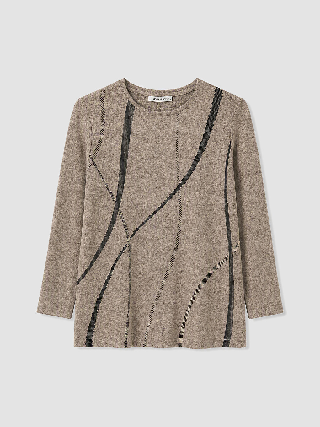 Crew Neck Patterned Blouse