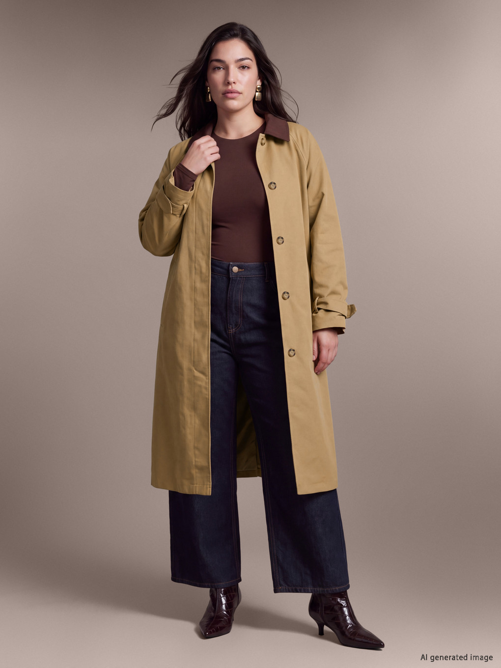  Contrast Collar Women's Trench Coat