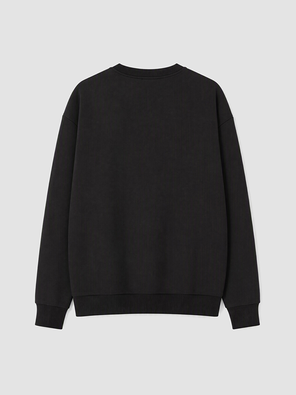 Siyah Bisiklet Yaka Erkek Kalın Sweatshirt-2