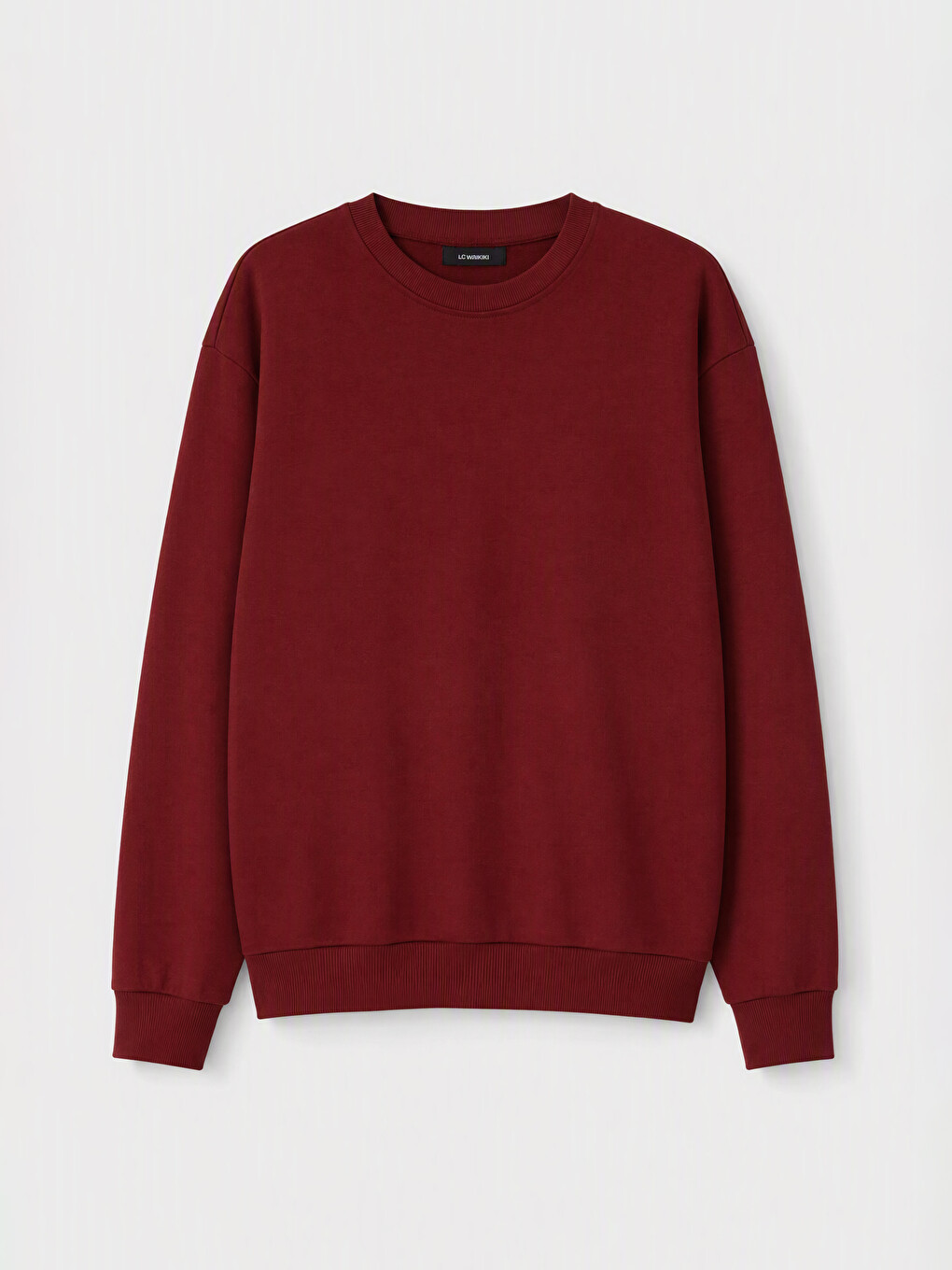 Bordo Bisiklet Yaka Erkek Sweatshirt
