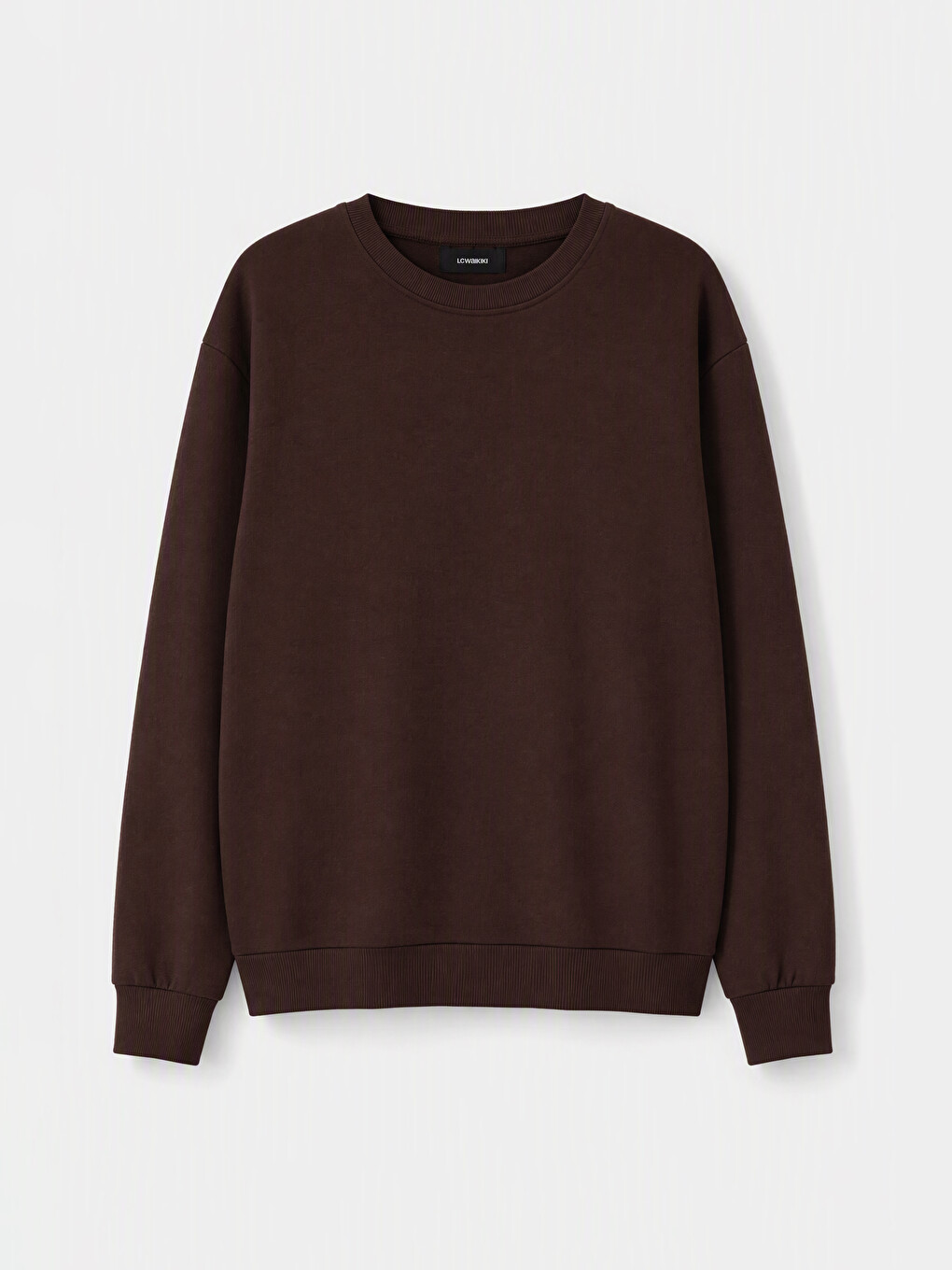 Kahverengi Bisiklet Yaka Erkek Sweatshirt