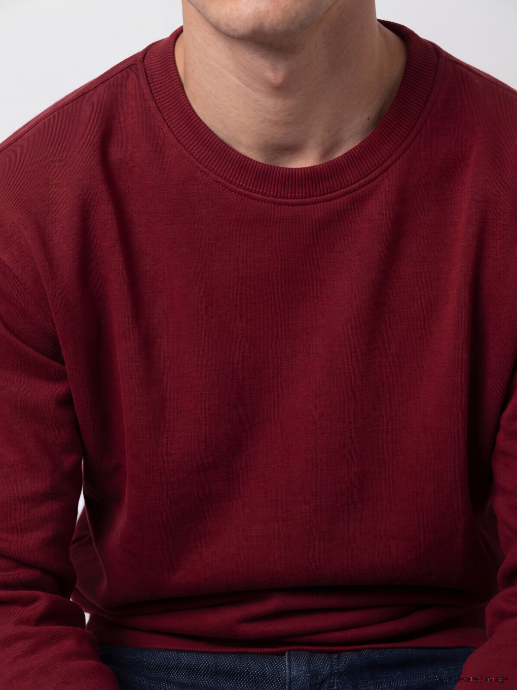 Bordo Bisiklet Yaka Erkek Sweatshirt-2