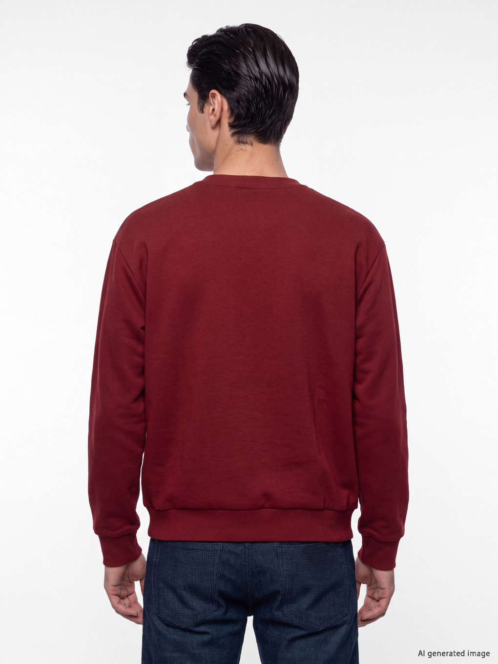 Bordo Bisiklet Yaka Erkek Sweatshirt-3