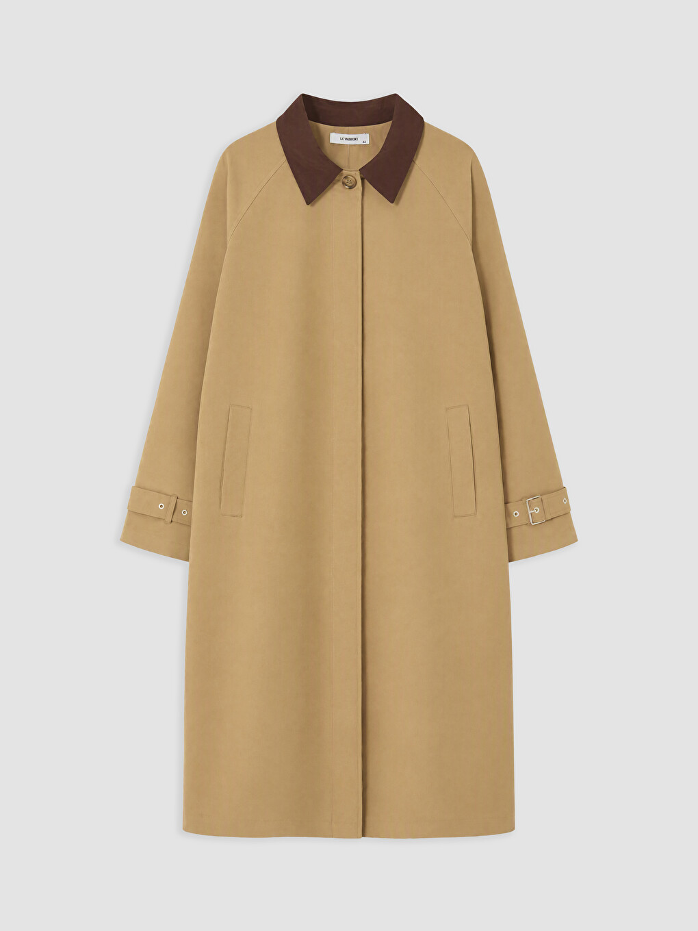 Plus Size Contrast Collar Women's Trench Coat