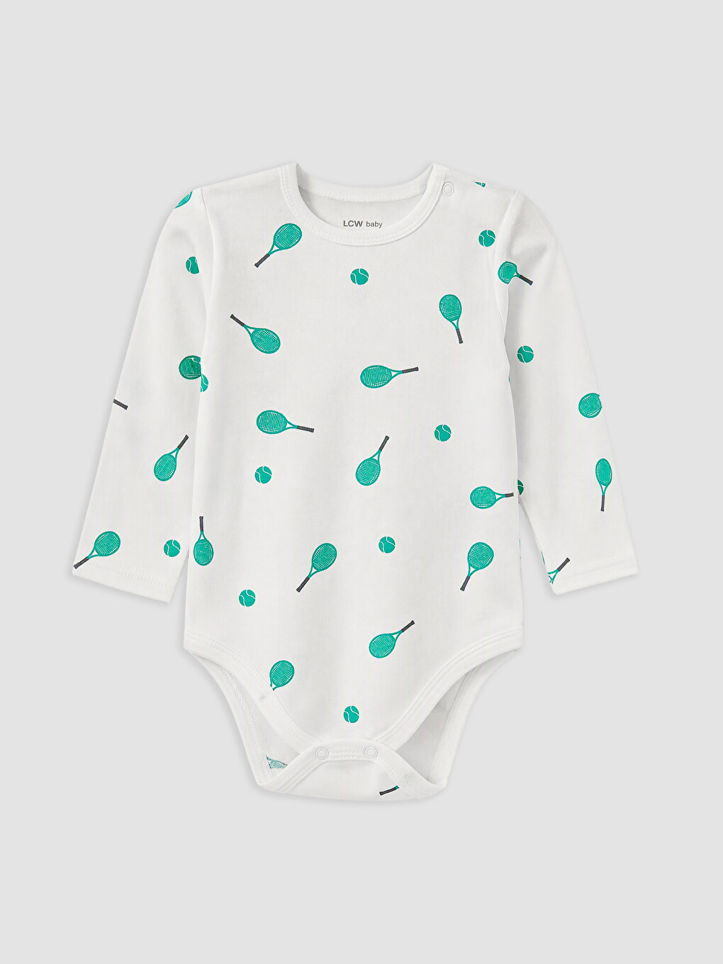 Beyaz Desenli Erkek Bebek Çıtçıtlı Body