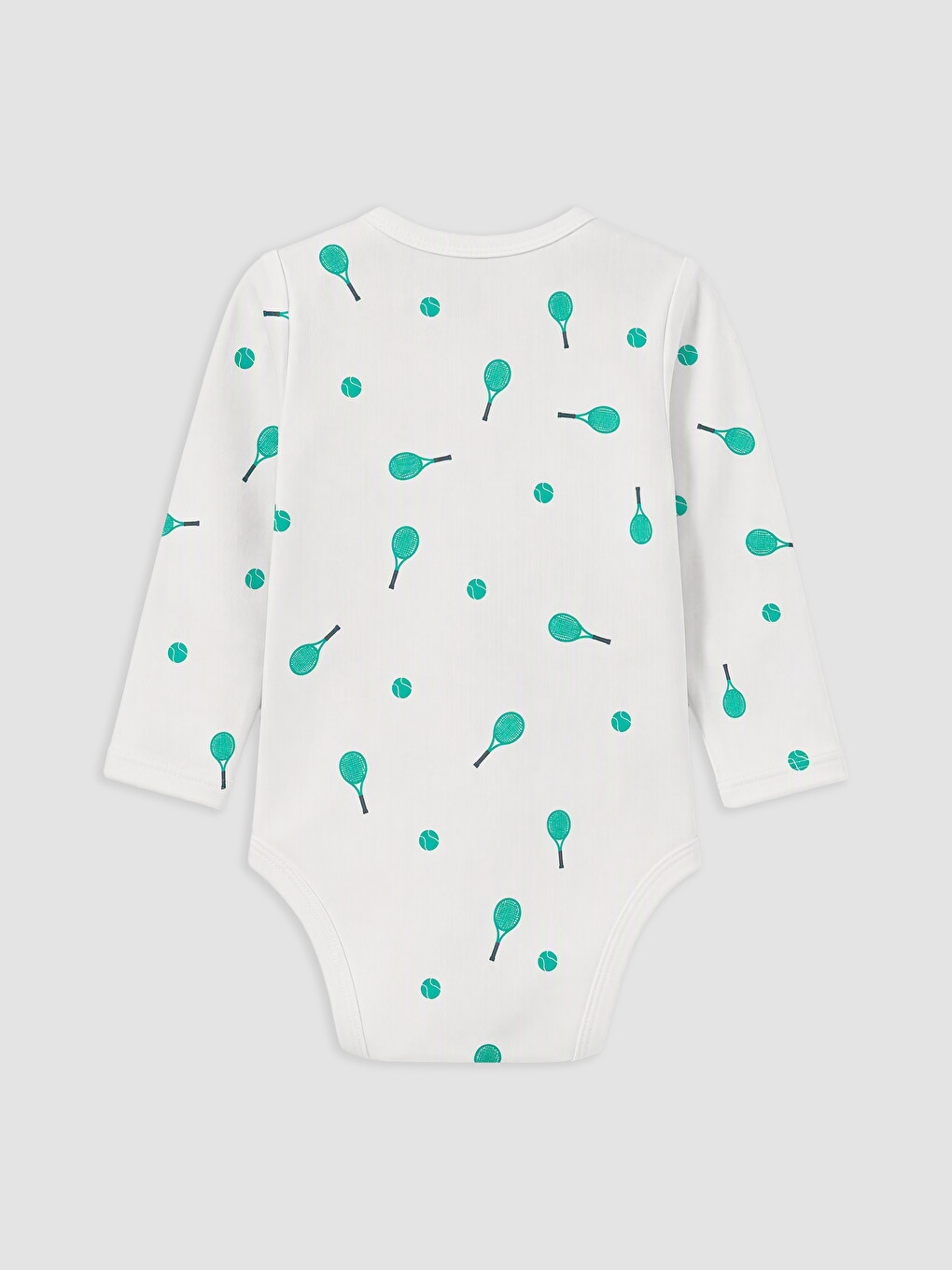 Beyaz Desenli Erkek Bebek Çıtçıtlı Body-1