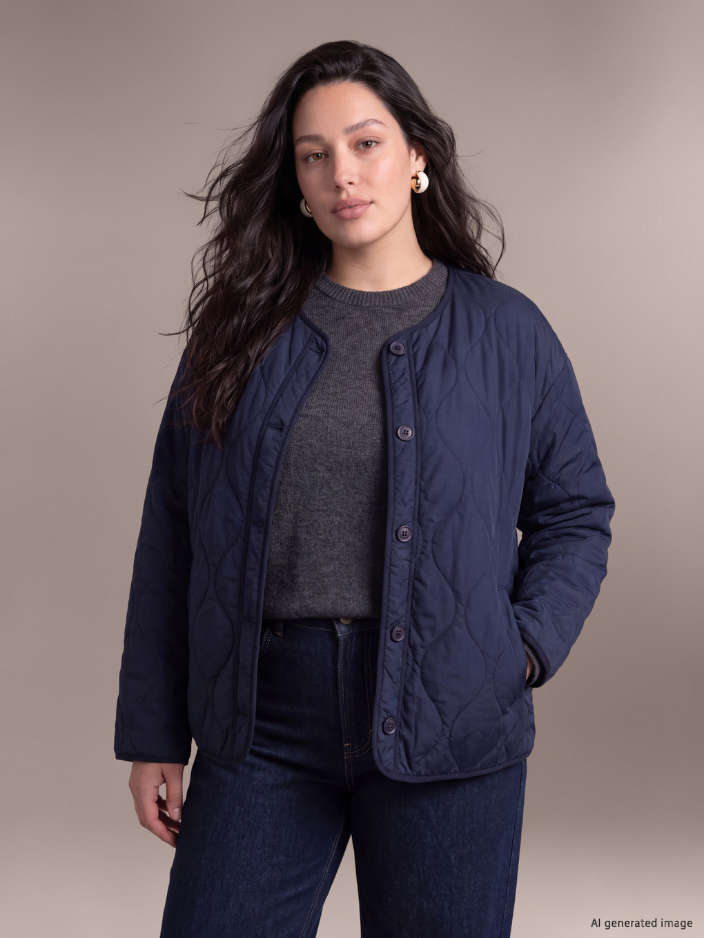  Crew Neck Quilted Women's Coat