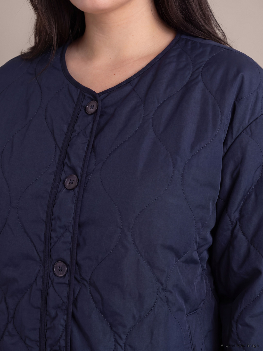Crew Neck Quilted Women's Coat-1