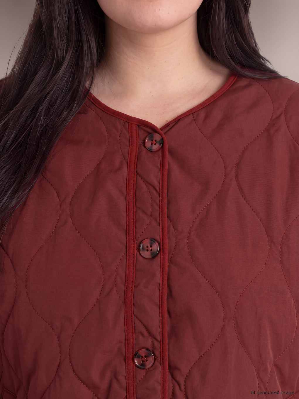 Crew Neck Quilted Women's Coat-1
